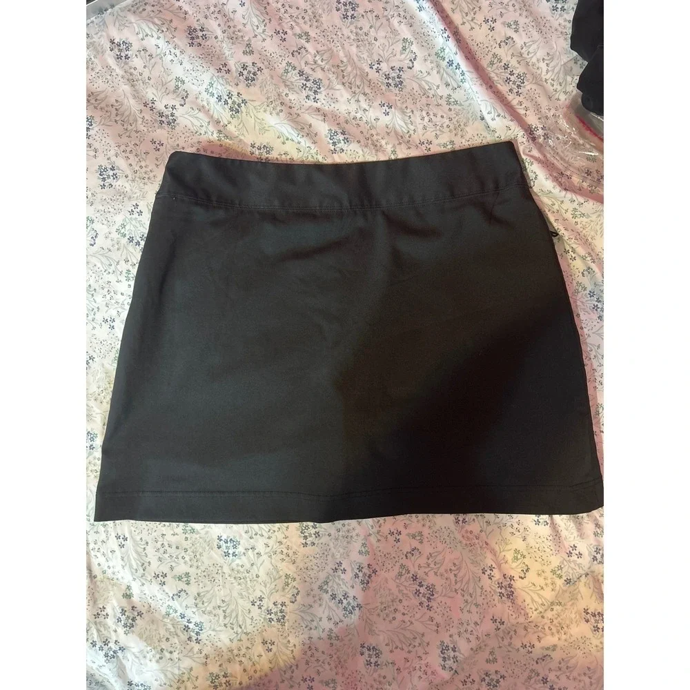 Fila Sport Golf Skort Womens 10 Black Athletic Tennis Skirt Side‎ Zip Pocket